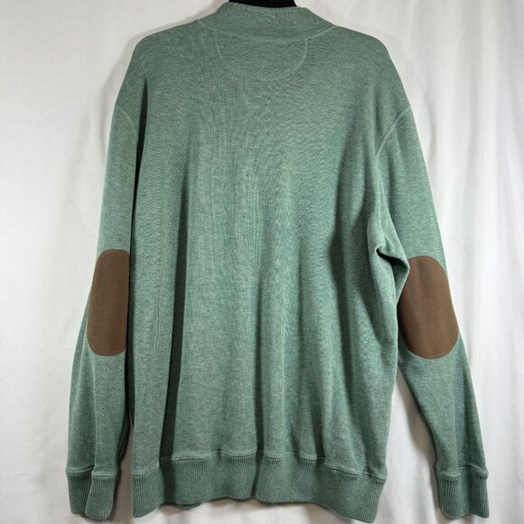 Cremieux Men's 1/4 Zip Pullover Sweater with Elbow Patches Cotton Blend Sage Gre - Picture 5 of 5